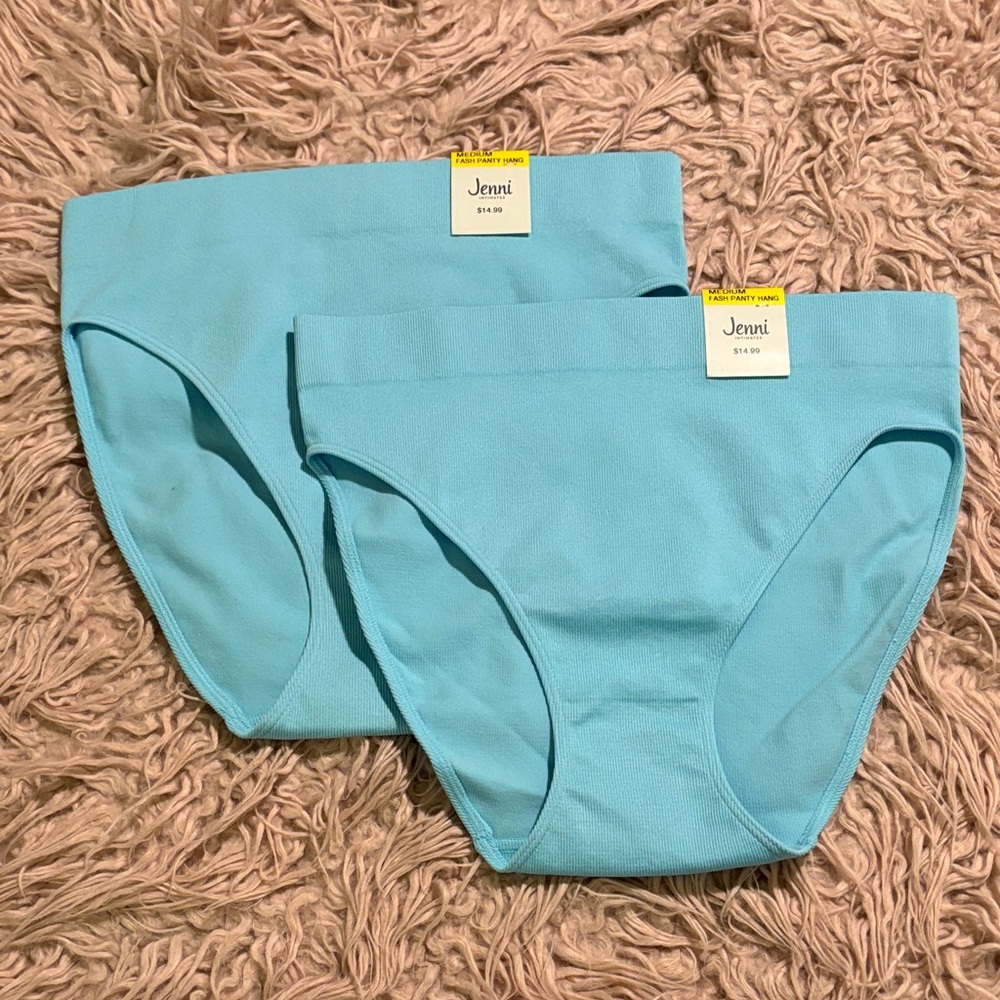 NWT Pair of 2 Jenni Intimates High Cut Seamless Rib Panties